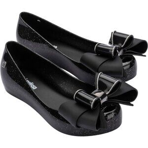 NEW Mini Melissa Ultragirl Sweet IX Girl's Shoes US Size 3 Black Sparkly w/ Bow
